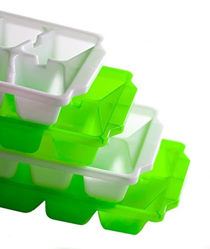 4 Pack Basic Ice Cube Trays - Two Each of Lime Green and Clean White - Easily Stackable
