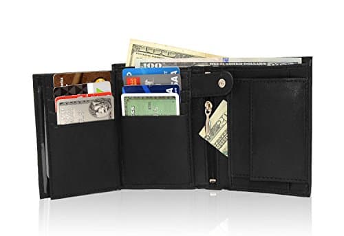 AFONiE RFID-Blocking Multi Purpose All in One Luxurious Slim Design Leather Wallet (Black)