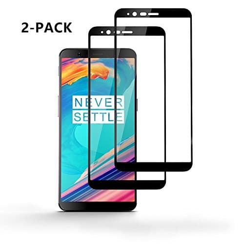 [2 Pack] OnePlus 5T Screen Protector, Fljie Full Coverage Curved Tempered Glass Screen Protector Film [HD Clear][Anti-Scratch][9H Hardness][100% Touch Sensitivity] for Oneplus 5T (Black [2 Pack])