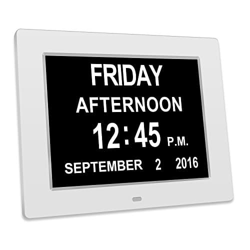 YOANKU Memory Loss Digital Calendar Day Clock - with Extra Large Non-Abbreviated Day &amp; Month - Perfect for Seniors (White)