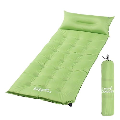Camp Solutions Camping Self Inflating Sleeping Pad 21 Points with Attached Pillow - Lightweight Air Sleeping Pads