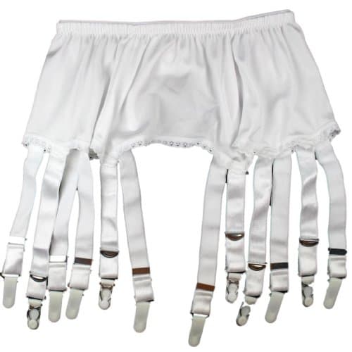 Nancies Womens Plain Panel 12 Garter Belt (M, White)