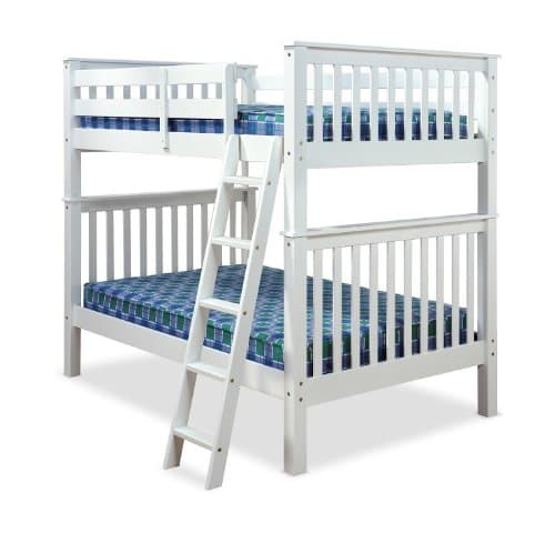 4FT OVER 4FT AMANI MALVERN BUNK BED IN WHITE WITH 2 FLEX 1000 MATTRESSES