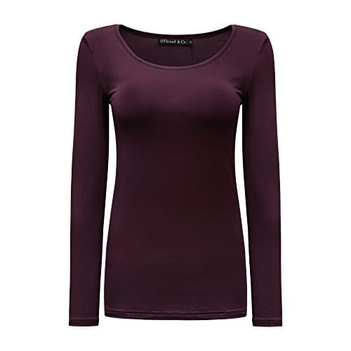 Women's Long Sleeve T-Shirt Scoop Neck Basic Layer Spandex Shirts