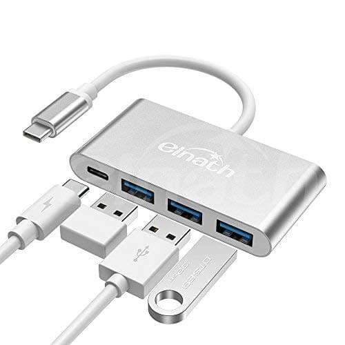 ELNATH USB-C Hub Adapter Type-C to USB 3 USB C to USB A Multiport Data Hub Converter with Charging Compatible for New MacBook with Thunderbolt 3 Chromebook Pixel Yoga 900 910 DELL XPS13 and More