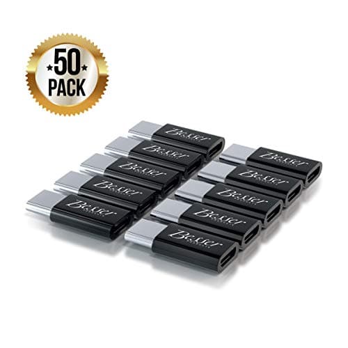 Micro USB C Adapter 50 Pack - Charging and Data Sync and Transfer - Plug Keyboard, Mouse, Memory and Devices in Type C Phone and Laptop Ports - Black - by Besser Products Inc … (50 Pack)