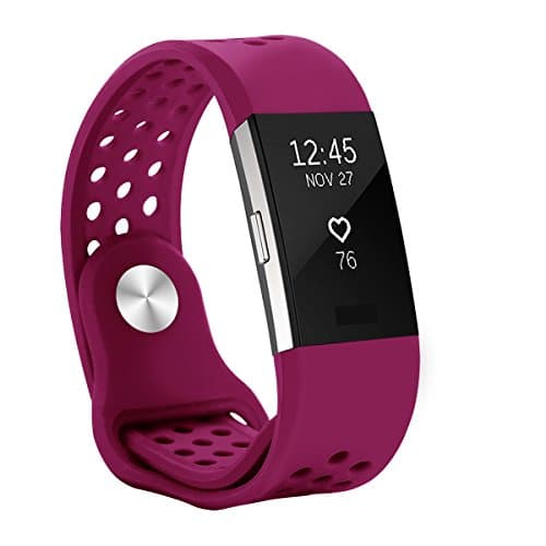 Hanlesi Bands Compatible with Fitbit Charge 2, Soft Silicone Breathable Fashion Sport Strap for Fit bit Charge2 Replacement Original Accessory