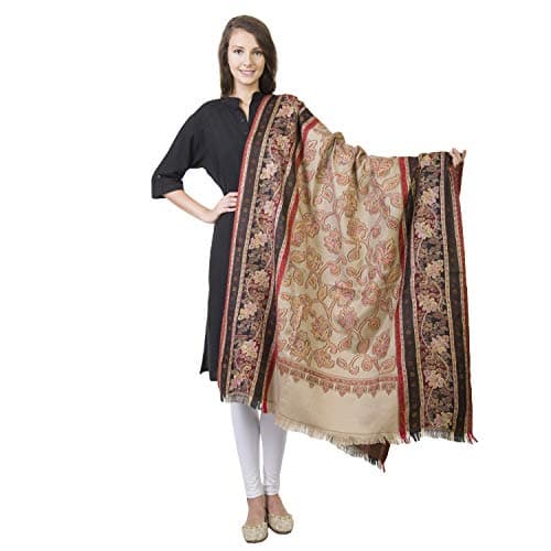 La Vastraa's Shawls for Women - Thread Work Floral Pattern Wool Shawl