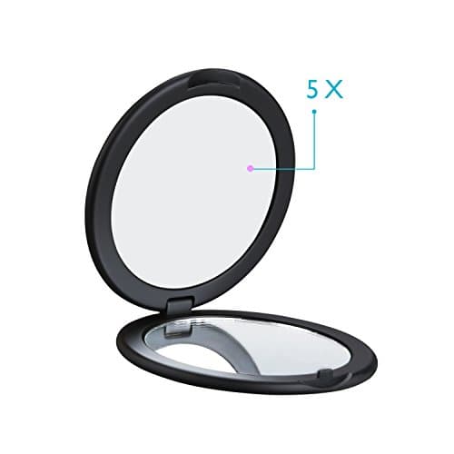 AlierKin Compact Makeup Mirror Pocket Portable Make-up Double Sided Folding Handheld Mirrors Magnifies 5X on One Side and 1X on the Other Perfect for Travel Purses Home Use