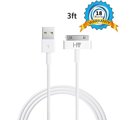 HV 30 Pin Sync and Charge Dock Cable for iPhone Products - 3-Feet - Single Pack - White
