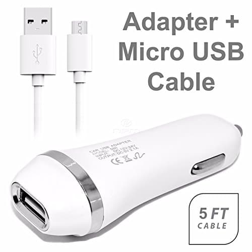 CAT B25 Rapid Charger Micro USB Cable Kit White! [1 USB Car Charger + 5 FT Micro USB Cable] 2 in 1 Accessory Kit