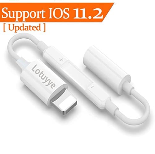 Lightning to 3.5mm Headphone jack Adapter for iPhone 7/7plus iPhone X/10 8/8plus iPad/iPod Aux Earphone Adapter Support Phone call + Remote + Charge + Music Compatible with iOS 10.3/11.3 or Later …