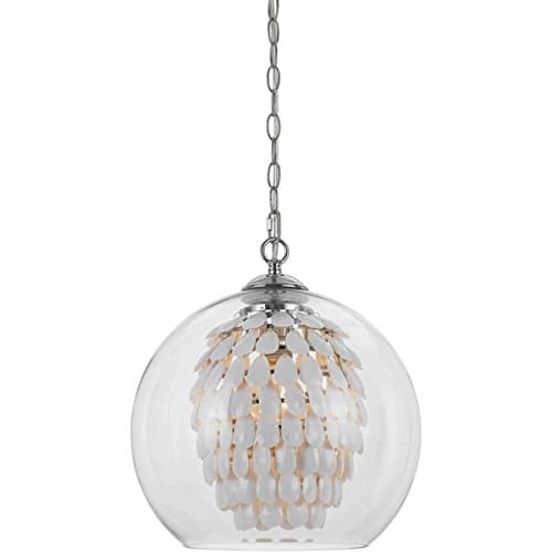 Elements 9105-1H White Glass and Crystal 1-light UL-listed Chandelier