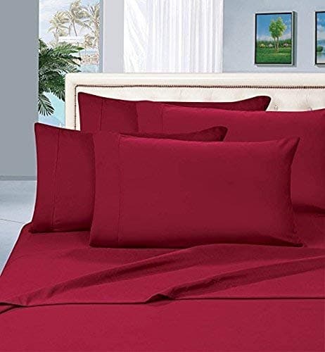 800 Thread Count Solid Pattern 1 Flat Sheet +1 Fitted Sheet & 2 Pillowcases Fits Upto 15 Inches Deep Pocket Egyptian Quality Cotton ( Queen , Burgundy )