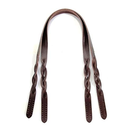 24.9" byhands Genuine Leather Braid Style Shoulder Bag Strap/Purse Handles, Brown (40-6301)