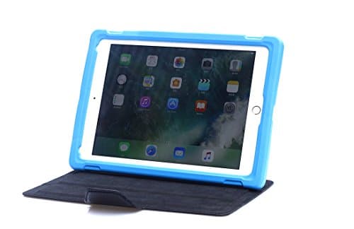 iPad air case,iPad air 2 case,iPad pro 9.7 case for Kids, Tinkle ONE Lightweight Shockproof New iPad 2017 Case EVA Foam with Leather Material Protective Stand Cover Carry Case (Blue + Black)