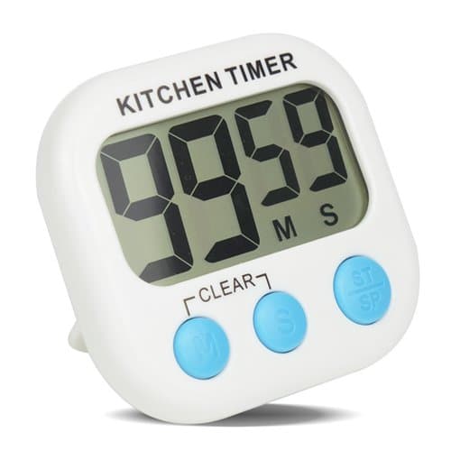 Digital Kitchen Timer, HJJS Upgraded Timer with Volume Adjustable, Stand Large LCD Display, Back Stronger Magnetic (White)