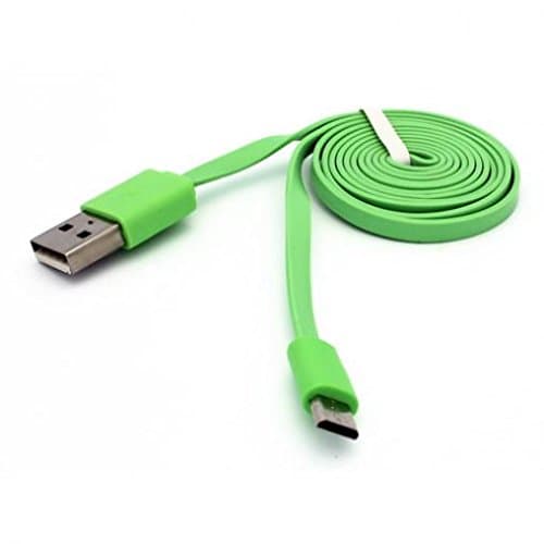 Blackberry Priv Compatible Green 3ft Flat Micro USB Cable Charge Power Wire Sync Data Link Cord Supports Fast Charging