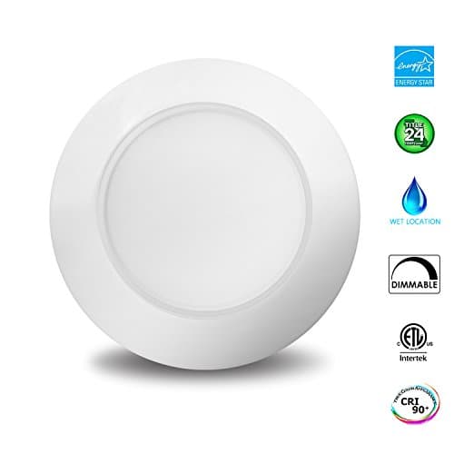 JULLISON 2G 4” LED Low Profile Recessed and Surface Mount Disk Light ,DC Version, 120VAC, 10W, 680LM, CRI90, 3000K, Dimmable for 4”Recessed Can and 3”, 4” Junction Box, ETL/ ES/ T24, Wet Location