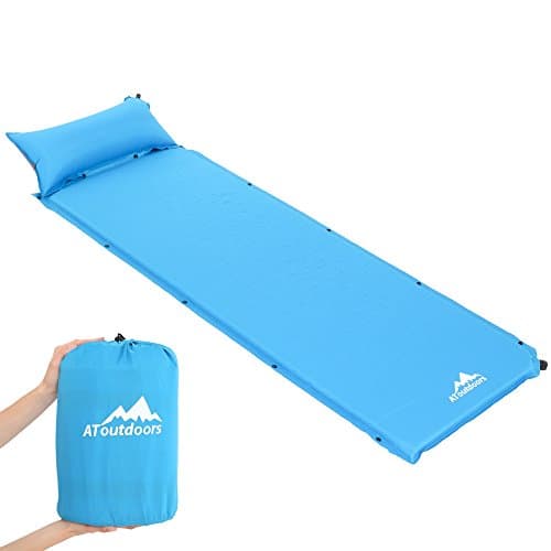 Self-Inflating Sleeping Pad with Separate Self-Inflating Pillow by AToutdoors - Lightweight Mat, Waterproof, Non-slip, L78.7”, W25.6”, H1.6” – for Backpacking, Camping, Fishing, Climbing