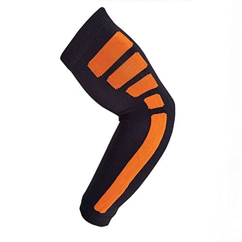 Smartland Elastic Nylon Hand Long Compression Arm Sleeve Personal Protective Arm Supports-Sports,Basketball, Running,Cycling, Volleyball,Football,Lymphedema,Shooter Sleeve (Black&amp;Orange)
