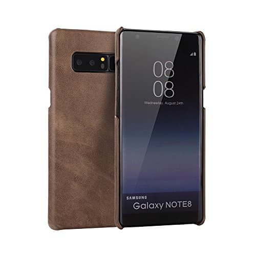 Moyooo Samsung Note 8 Ultra Slim Fit Case, Galaxy Note 8 Minimalist Vintage Genuine Leather Case, Samsung Galaxy Note 8 Professional Back Cover (Mobrown)