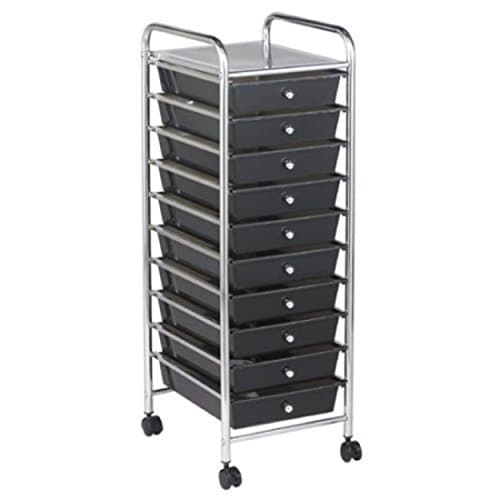 10 Pull Out Translucent Smoke Black Drawers Steel Frame Mobile Organizer