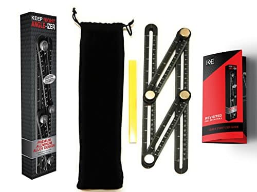 ANGLE-IZER TEMPLATE TOOL ANGLE FINDER TEMPLATING TOOL- UPGRADED ALUMINUM ALLOY Angleizer With Angle Finder Design, Quick User Guide, Construction Pencil, and Carrying Bag
