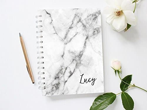 Personalized Notebook, Grey Marble Notebook, Grey Notebook, Lined Notebook