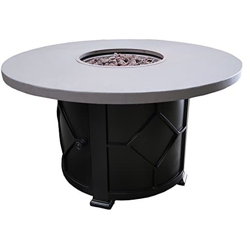 Outdoor Fire Pit Circle Metal Frame With Adjustable Gas Flame Propane Lava Rock