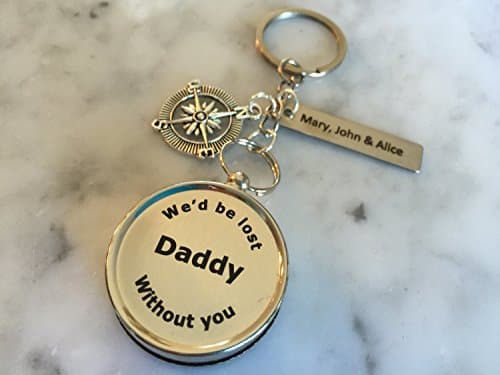 Dad Compass, Dad Keychain, Personalized Keychain, Engraved Keychain, Engraved Compass, Compass Keychain