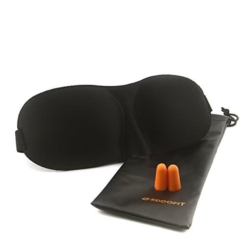 Sleep Mask Sleeping 3D Eye Mask - Eddofit Adjustable Comfortable Light Blocking Eyepatch With Soft Contoured Design Breathable For Sleeping Traveling Naps Meditation Comes With Earplugs (BLACK)