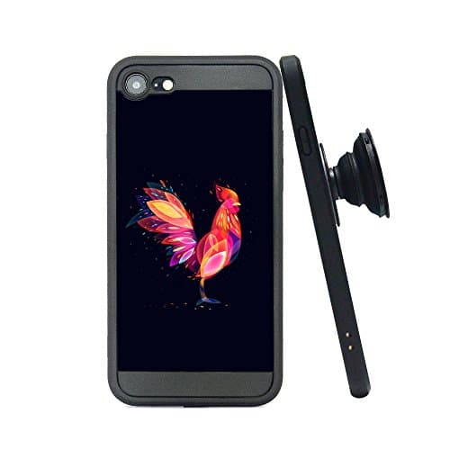 iPhone 8 Case, iPhone 7 Case and Pop Stand Socket, New Design Rotating Stand Black Case Soft Impact Colorful Animal Protective Cover Case for Apple iPhone 8/7- Chicken