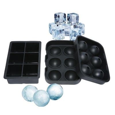 Ice Cube Trays Silicone Combo Mold - 1.8" Sphere Ice Ball Maker & 1.9" Square Ice Cube Mold, Hotsalegobal Easy-Release Reusable Silicone Ice Cube Molds for Chilling Whisky Cocktail Beverage