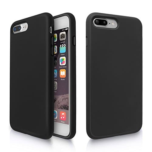 iPhone 8 Plus Case, iPhone 7 Plus Case, Fuleadture Liquid Silicone Gel Rubber Shockproof Soft Full Protective Cover with Microfiber Cloth Lining Cushion for iPhone 7 Plus/8 Plus - Black
