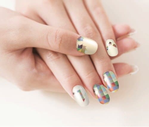 mango10 Self Adhesive Nail Polish, Pattern Mosaic, Removable with Nail Remover