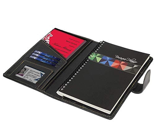 iParn PU Leather Cover Notebook Diary Memo Writing Note Pad 80 Pages Snap Button Closure 24 x 18 cm (Black)