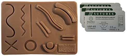 Suturing Training Pad Brown Medium (Includes Pad &amp; 3x 4-0 Nylons)