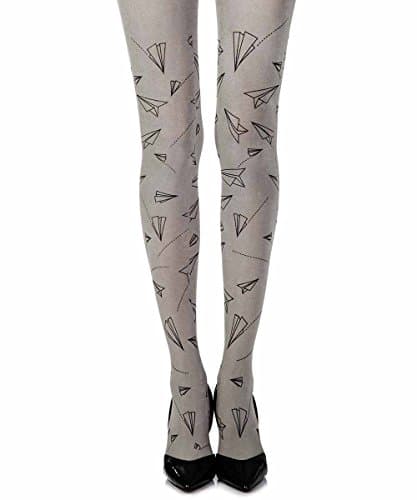 Taking Off Print Patterned Tights Light Grey