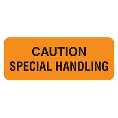 Caution Special Handling 2-1/4" x 7/8" Fl-Orange Label (Roll of 420)
