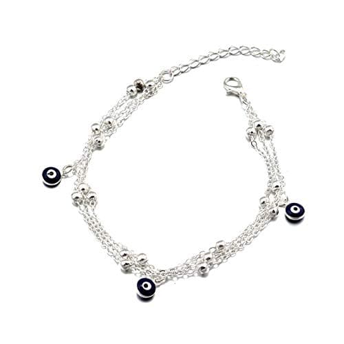 KathShop Punk Multi Layer Big Statement Bells Evil Eyes Anklets Bracelets for Women Foot Jewelry
