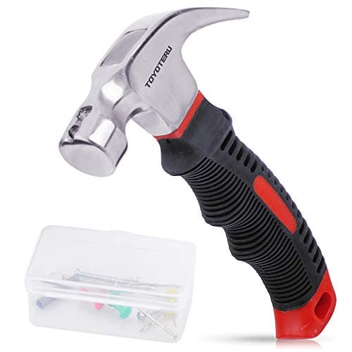 TOYOTERU 8-oz. Stubby Claw Hammer Mini Soft Rubber Handle Mirror Polished Head for Household Repair Outdoor Camping