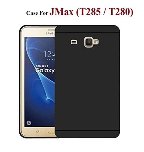 ST Creation Soft Matte Finish Flexible Rubberized Back Case Cover for Samsung Galaxy J Max 7" inch - (T285 / T280) (Black-Soft)