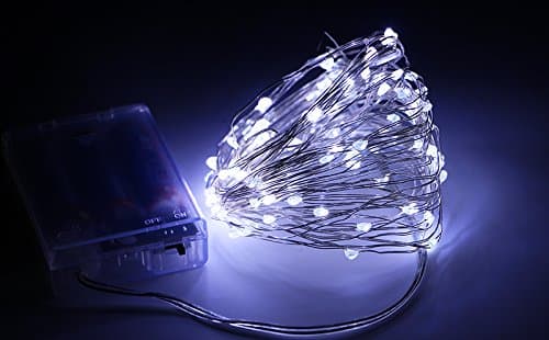 Ronfex 4M 40 LED AA Battery Operated Powered Copper Wire LED Fairy Strings Fairy Light- White (Batteries are NOT included) (4M,White)