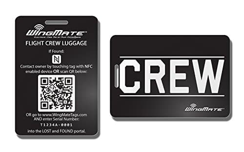 WingMate Passive Tracking Smart Luggage Tag with Web App: CREW Tag pack of 2
