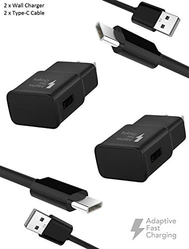 Google Pixel 2 Charger! Type-C Cable Combo Kit Set {Car Charger + Wall Charger + 2 Type-C Cable} Adaptive Fast Charging uses dual voltages for up to 50% faster charging!