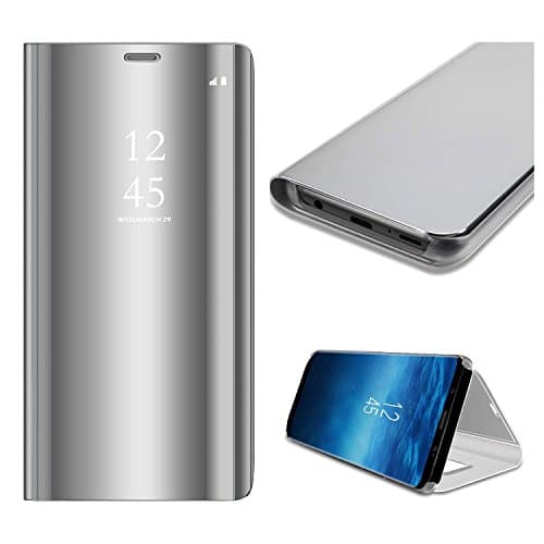 GH GHawk Mirror Case Translucent Flip for Samsung Galaxy A30s Full Protection Electroplate Plating Stand[Smart Dormancy&Awakening/Caller ID Display/Clock Showing]