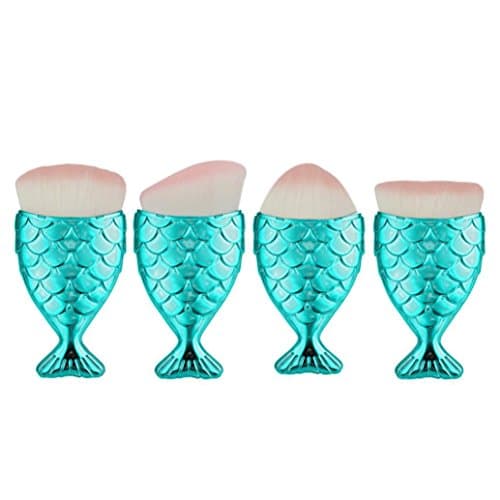 Start 4PC/Set Blue Brush Fish Scale Fishtail Powder Foundation Makeup Cosmetic All Shapes Brush