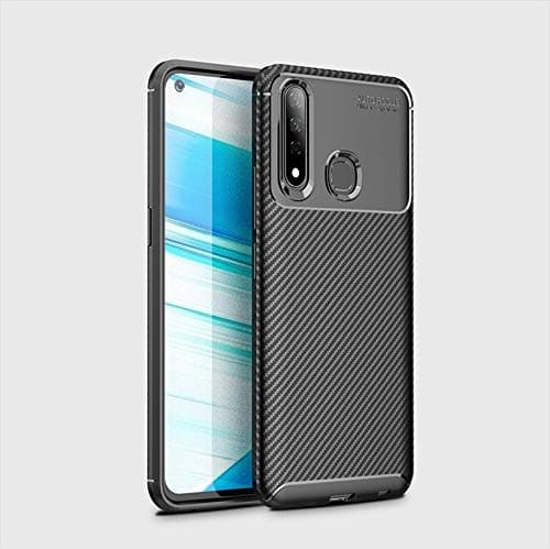 Quanqiugou Cell Phone Basic Cases Twill Beetle Pattern Anti-Fall TPU Soft Brushed Carbon Fiber All-Inclusive Protective Back Cover for Vivo Z5X (Color : Black)