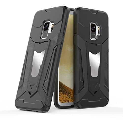 Samsung Galaxy S9 Plus Case with Raised Lip for Screen Protector, Ultra Slim/Thin Protective Cover, Protection from Drop, Magnetic Mount and Dual Position Kickstand, Made with TPU+PC Hybrid, Black